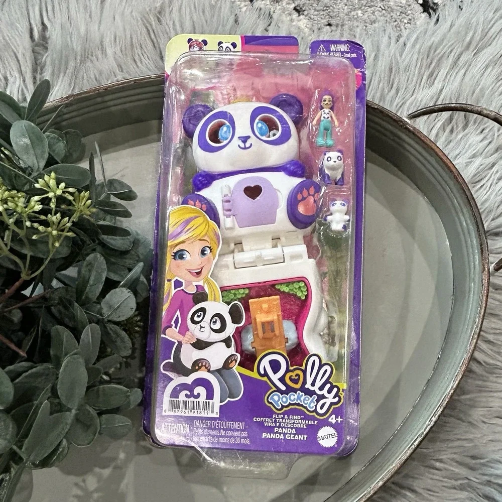 Polly Pocket Flip & Find Panda Bear Dual Play Surfaces Compact Playset SEALED!
